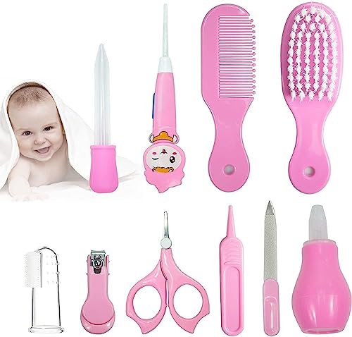 Image of Baby Grooming Kit For New Born Baby Portable Manicure Grooming Kit 10 in 1 Healthcare Accessories Set to Keep Infants & Toddlers Clean |Perfect Nursery Gift with Nail, Hair, Ear Grooming Tools for Kids (PINK)