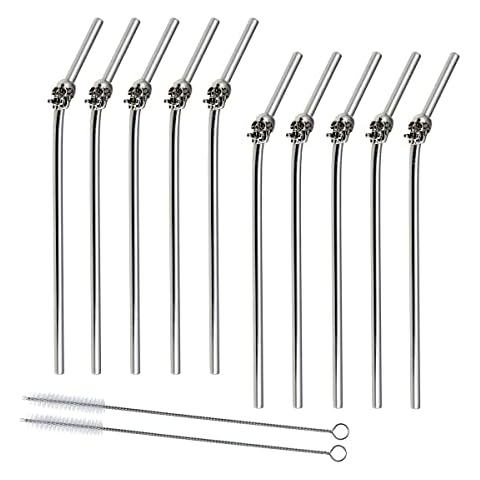 10 Pcs Skull Decor Stainless Steel Straws Cover