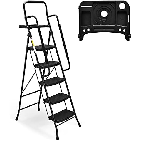 Soctone Ladder, A Frame 6 Step Ladder Extension Ladder, 15 Ft Multi Position Ladder & Removable Tool Tray with Stabilizer Bar, 330 lbs Weight Rating Telescoping Ladder for Household or Outdoor Work Cover