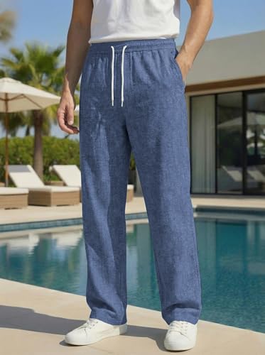 Image of INDICLUB Men's Track Pants with Side Stripe, Drawstring Waist, Straight Leg