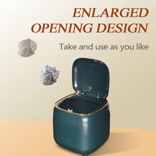 Image of Mini Countertop Trash Can with 10 Rolls of Trash Bags, Desk Tiny Trash Can | with Press Type Lid, Desktop Trash Can Applicable for Bathroom Vanity Home Office