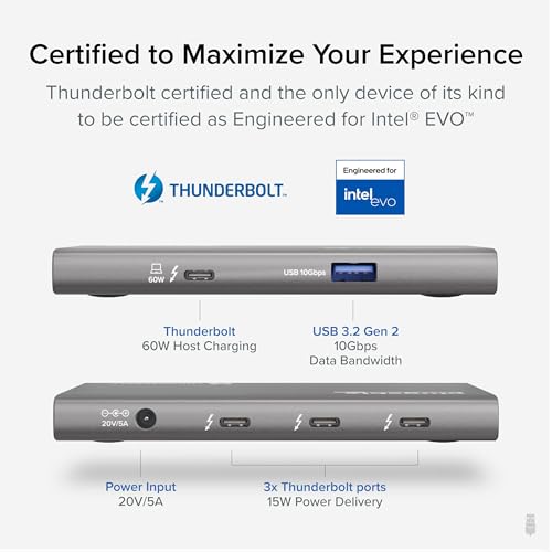 image for Plugable 5-in-1 Thunderbolt 4 Hub,Single 8K or Dual 4K Display, 4K HDM