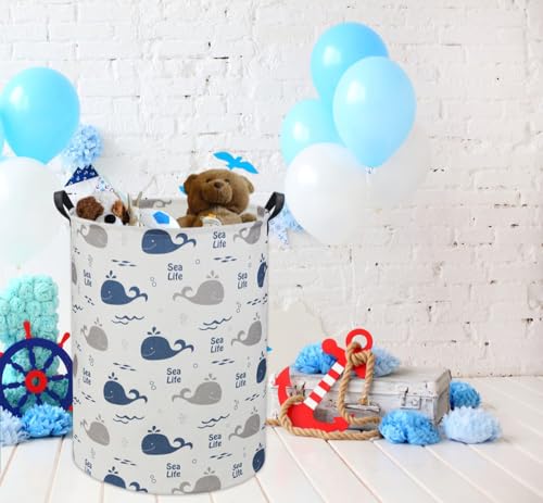 Image of Kids Laundry Basket Baby Hamper Whale Toy Storage Bin for Boys Room Decor for Bedroom Bathroom(Whale)