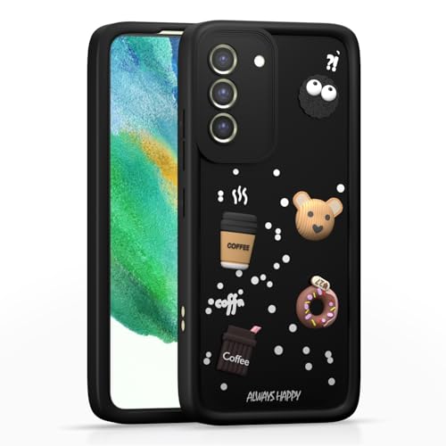 Image of Pikkme Back Cover for Samsung Galaxy S21 FE 5G | Cute Fun Cartoon 3D Bear Silicone Full Body Protection Bumper Cover (Black)