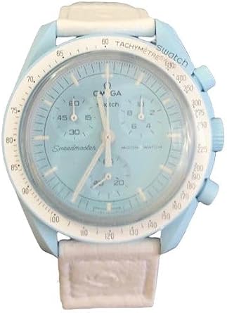 Swatch MoonSwatch Omega x Mission to Uranus Ostrich Leather Wrist Watch