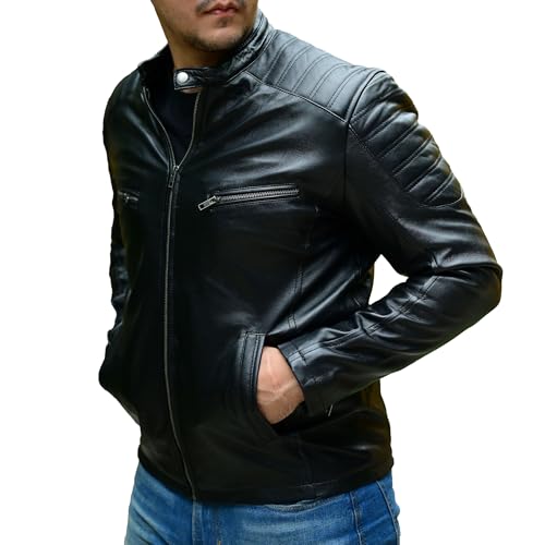 Jild Timeless Classic Leather Jacket Men - Biker Style Real
