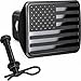 eVerHITCH USA US American Stainless Steel Flag Metal Emblem on Metal Trailer Hitch Cover (Fits 2" Receivers, Black)