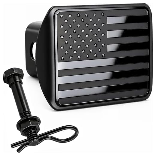 eVerHITCH USA Stainless Steel Flag Emblem Metal Hitch Cover (Fits 2" Receivers, Black)