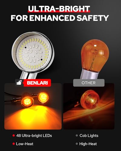 Image of Benlari Motorcycle Bullet 48 LEDs Front Turn Signal Light SMD Blinker Indicator Fit for Honda Yamaha Suzuki Kawasaki Harley Sportster(Chorme /White and Amber Light) new