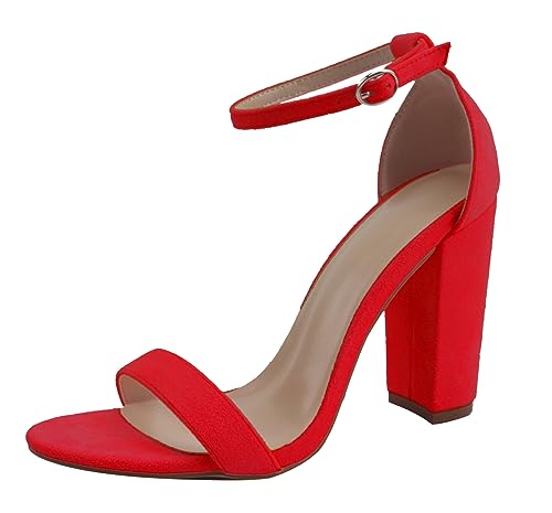 Sandales habillées femme talon daim rouge 10 cm sangle cheville pointure 36 EU TM002