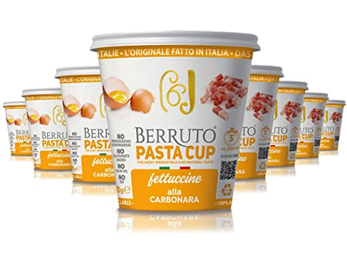 Premium Italian Pasta Snack Carbonara leckere Instantnudeln/Naturbelassen/ohne Palmöl, ohne Geschmacksverstärker, ohne Konservierungsstoffe 8 x 70 g