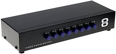LEAGY 8-Way AV Switch RCA Switcher 8 in 1 Out Composite Video L/R Audio Selector Box for DVD STB Game Consoles