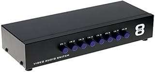 LEAGY 8-Way AV Switch RCA Switcher 8 in 1 Out Composite Video L/R Audio Selector Box for DVD STB Game Consoles