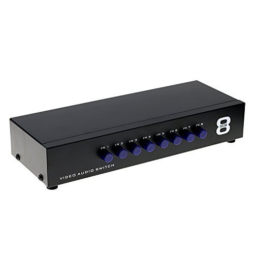 LEAGY 8-Way AV Switch RCA Switcher 8 en 1 Salida Compuesto Video L/R Audio Selector Box para DVD STB Consolas de juegos Cover
