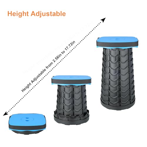 Image of Boreeman Collapsible Square Portable Stool - Lightweight Yet Sturdy With 400lbs Load Capacity, Upgraded Foldable for Camping, Fishing, Hiking, BBQ (Blue)