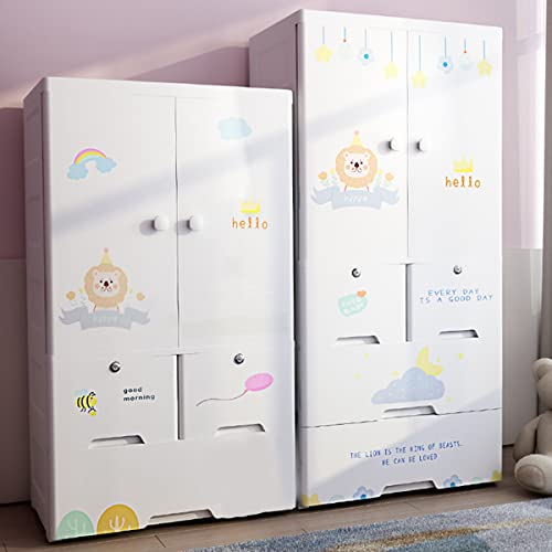 Image of StarAndDaisy Kids Wardrobe, Storage Cabinet for Kids Room, Portable Almirah with Drawers & Convertible Design, Star Lion Print, (H-135cm x W-65cm x D-38cm)