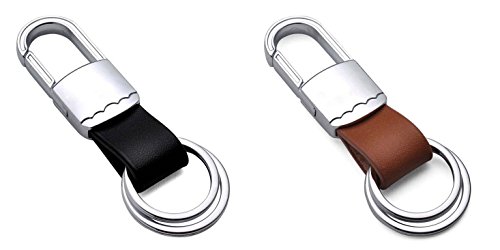 Jzcky Shzrp Two-ring Key Chain for Man , Individualized Creative Metal Key Chain,brown and Black (Brown and Black)