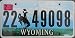 Wyoming Non-Emobssed License Plate with Black Bucking Bronco