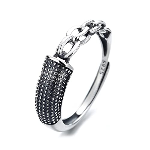 Bague Femme Réglable Argent 925 KnSam - Anneau Ajustable Chaîne Vintage