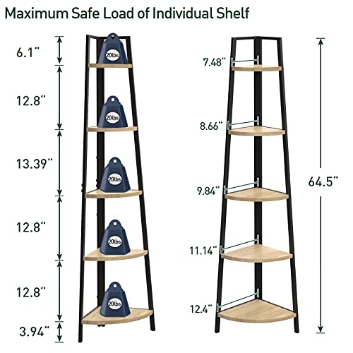 Springsun 5-Tier Corner Ladder Wood Shelf, Display Rack Multipurpose Bookshelf And Plant Stand For Living Room And Office #TOP2