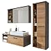 Produktbild trendteam smart living - 4-teilige Badkombination Badmöbel - Badezimmer - Bay - Aufbaumaß (BxHxT) 186 x 160 x 53 cm - Farbe Beton dunkel mit Eiche Riviera Honig - 169390228