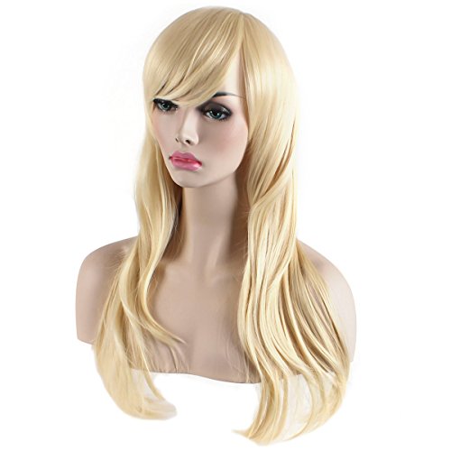 Akstore 28 inch Fashion Wigs Long Wavy Curly Hair Cosplay Wig (Golden)
