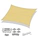 Produktbild Sekey Sonnensegel Sonnenschutz Rechteckiges Polyester Windschutz Wetterschutz Wasserabweisend Imprägniert 95% UV Schutz, für Outdoor Garten mit Seilen und Befestigungs Kit, Sand 3×4m mit kit