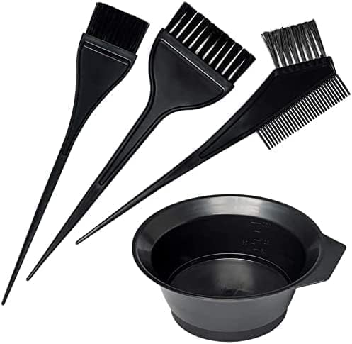 Hair Dye Set (4 PCS) Hair Colouring Kit Bleach Mixing Bowl Set Double-Sided Colouring Comb & Bowl Set Kit Salon Colouring Tint Tool Brush Kit deal for Men Women Girls