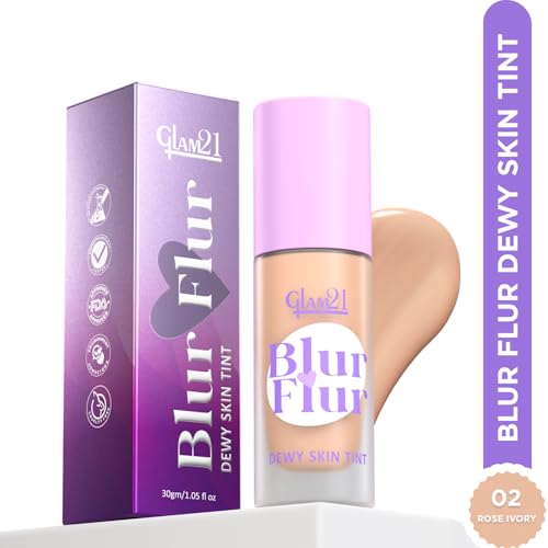 Image of Glam21 Blur Flur Dewy Skin Tint Foundation |Luminous Finish, Lightweight, Waterproof & SPF30 |Featherlight & Buildable | Infused with Hyaluronic Acid, Niacinamide & Vitamin C | 30gm,Rose Ivory-02