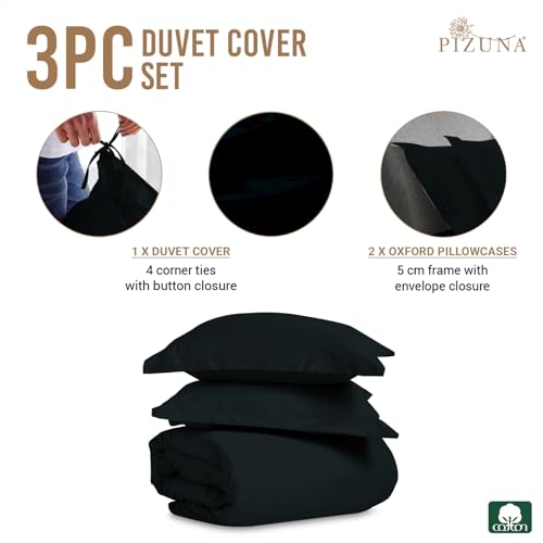 Pizuna Luxurios Cotton Super King Duvet Cover Set Black - Image 3