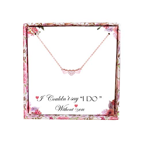 Rose Gold Gold 3 Heart Necklace for Friends Bridesmaid