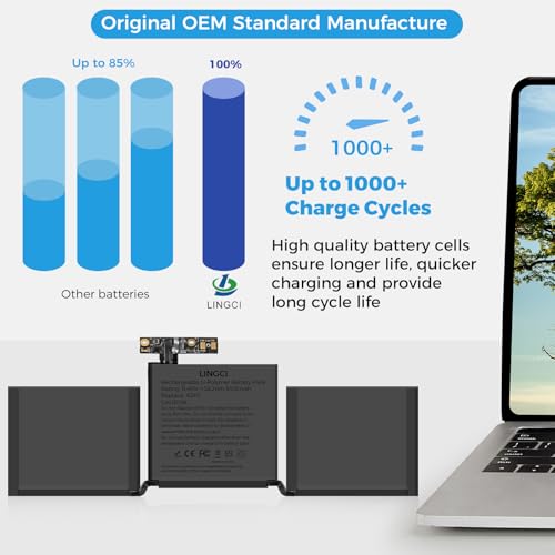 Image of A2171 Battery,A1708 A1713 Battery for MacBook Pro 13 Inch A2159 (2019) A2289 (2020) A2338 (2020) A1708 Late 2016 Mid 2017(Upgraded High Performance 11.41V 58.19Wh 5100mAh)
