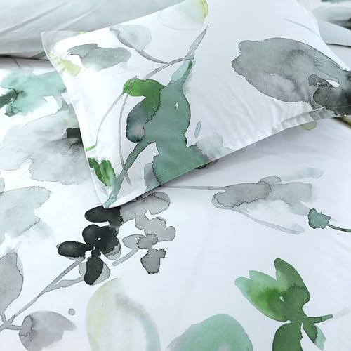 Majestic Giftware Madison Linen 6-Piece King Size Bedding Set (BL104-K) | Summer Breeze - Emerald 300 TC 100% Cotton Sateen Durable & Washable | 1 Fitted Sheet, 1 Duvet, 4 Pillowcases