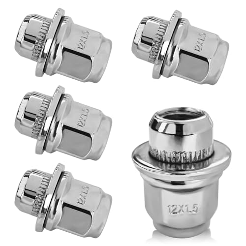 Image of Msyuusr 5PCS M12x1.5 Chrome Closed End Mag Seat Lug Nuts Set, Replacement Parts for Toyota Camry Prius Tacoma