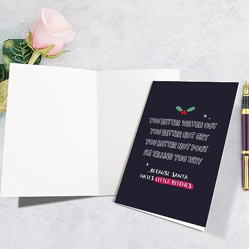 Supoeguk Cartão de Natal engraçado para mulheres, cartão de Natal sarcástico para melhor amiga, cart