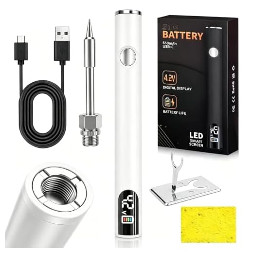 Cordless Soldering Iron Kit, Portable Soldering Iron Cart Pen with LED Screen, 510 Thread Universal Connector, 3 Temp Fast Heating (200-450°C), USB-C Rechargeable, for Precision Repair, Phone Fix, DIY