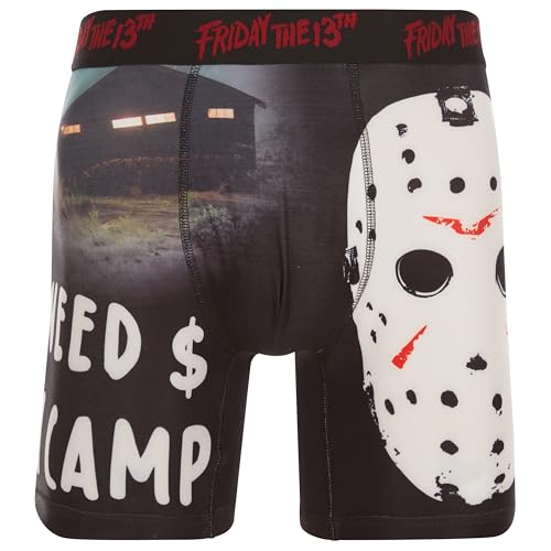 Friday The 13th Men's Boxer Briefs - No Fly, Anti-Chafing Stitching, Comfort Shaped/Cotton Lined Crotch