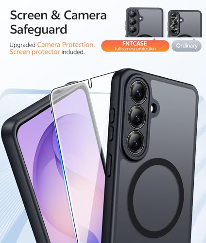 Image of FNTCASE for Samsung Galaxy S26+ Plus Case: [Fit for Magsafe] [Full Camera Protection + Screen Protector] Translucent Matte Military Grade - Shockproof Protective Phone Cover for S26 Plus - Black