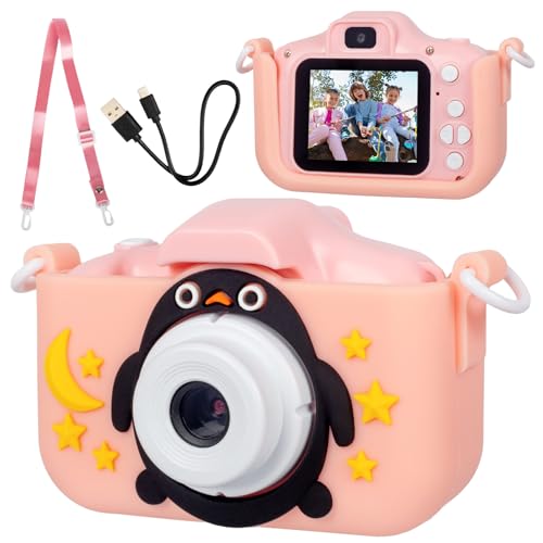 Lenoxx Kids Digital Camera with Dual Front & Rear Lens, 4X Digital Zoom, 1080P HD Video Recording, 2.0” Screen, 32GB Card, Built-in Games, Filters & Frames – Pink