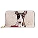 Produktbild JHGFG Mode Handtasche Reißverschluss Brieftasche Hunderasse Mini Bull Terrier Sitzen Telefon Kupplung Geldbörse Abendkupplung Blockieren Leder Brieftasche Multi Card Organizer
