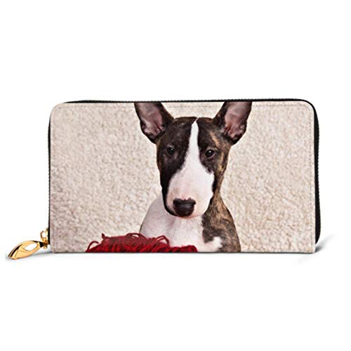 Preisvergleich Produktbild JHGFG Mode Handtasche Reißverschluss Brieftasche Hunderasse Mini Bull Terrier Sitzen Telefon Kupplung Geldbörse Abendkupplung Blockieren Leder Brieftasche Multi Card Organizer