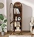 64.17 in Tall Arched Display Cabinet with Acrylic Glass Doors 5-Tier Kitchen Pantry Storage Cabinets Modern Wood Curio Cabinet Bookcase for Living Dining Room (Walnut, 16.92‘’W)