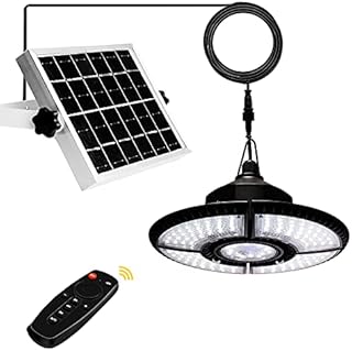 Solar Pendant Lights Outdoor Indoor 1000LM Solar Powered Shed Daytime Work Light with 5 Leaf 136LED Adjustable Solar Security Lamp Remote Control for Gazebo Backyard Home Barn Tent Shed