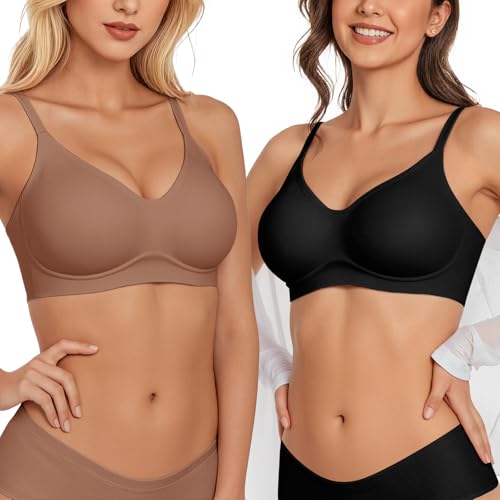 Image of Vertvie Wireless Bras for Women Full Coverage Supportive Seamless Bralettes No Underwire Push Up Comfort Soft T-Shirt Bra