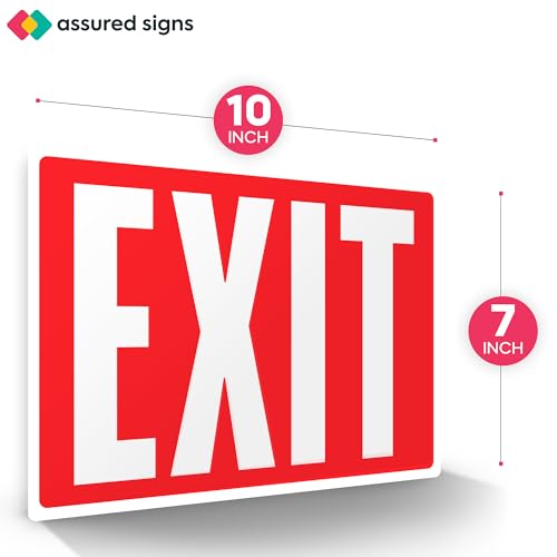 ASSURED SIGNS 4 pcs Emergency Exit Sign Stickers - Glow in the Dark - 10\" by 7\" - Ideal Safety Signs for Business or Office - Photoluminescent, Reflective, UV Protected - Apply to Door, Wall, Window - Thumbnail 2