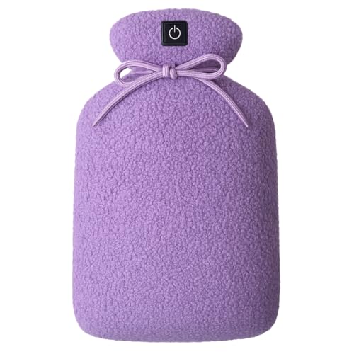 Warmpi® Buddy Teddy - Lila - Elektrische infrarot Wärmflasche mit Powerbank (10.000mah) - Kabellos - Beidseitig warm - Infrarot bis 65°C - 30x20 cm...
