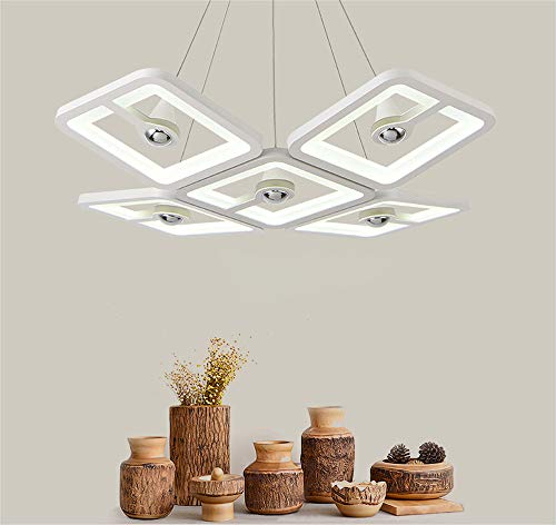 Suspension LED design moderne à 5 flammes blanche 6000K pour table de salle à manger