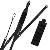 Anglekai Gun Sling with Shell Holders, Adjustable Rifle Sling Strap Shotgun Shoulder Strap with 6 Shell Holders/Steel Swivels/Crossbody Strap