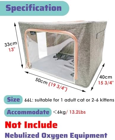 Oxygen Therapy Box for Pets, Foldable Inhalation Atomization Nest for Dogs, Cats & Small Animals, ICU Cage for Cough & Breathing Treatment (22L)