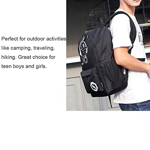 Flymei Anime Backpack For Boys, Luminous Backpack For School Cool Bookbags With Shoulder Bag 17'' Laptop Back Pack, Lightweight Travel Bag, Cool Cartoon Backpack For Men #TOP4